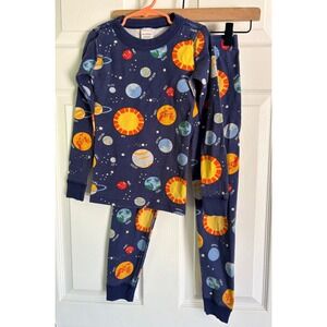 Hanna Andersson Pajamas Size 6-7 Blue Solar System Planets Long John PJ Set